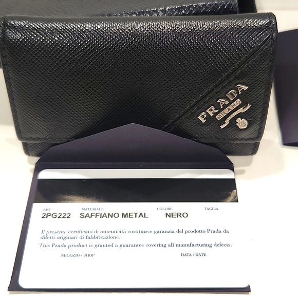 NEW! PRADA Authentic Saffiano Leather Black 6-Hook Key Case 2PG222 with Box - Picture 10 of 16